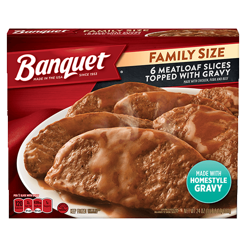 Family Size 6 Meatloaf Slices Topped With Gravy